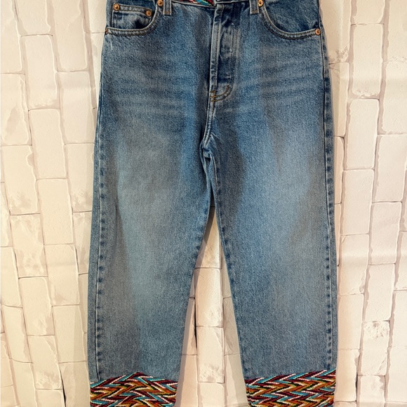 Rare Multicolor Trim Cropped Jeans ASO Buffy Summers BtVS High Rise Vintage - Picture 4 of 11